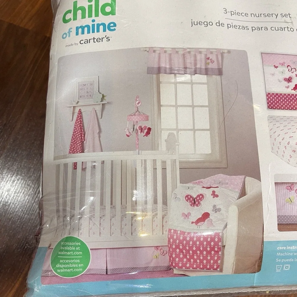 VTG‎ NEW Child of Mine: Pink Little Birds and Friends 3 pc Crib Set by Carter's